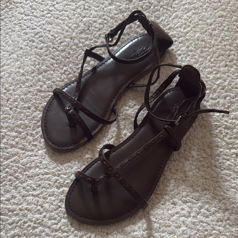 American Eagle Outfitters Dark Brown Strappy Sandals